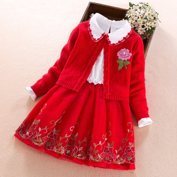 Girls' Dress Two-piece Spring Long-sleeved