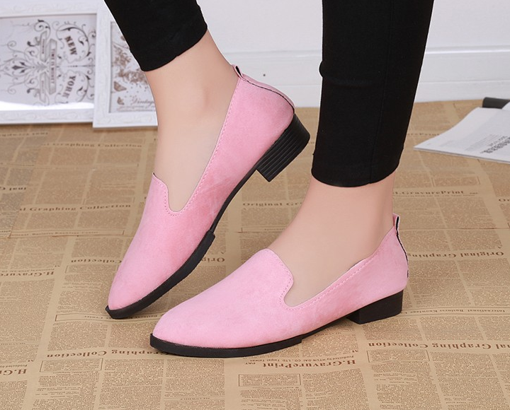 Suede round head single shoes low heel shallow mouth casual comfort single shoes