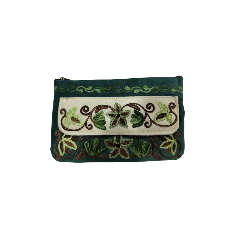 Double Flap Pouch With Aari Work