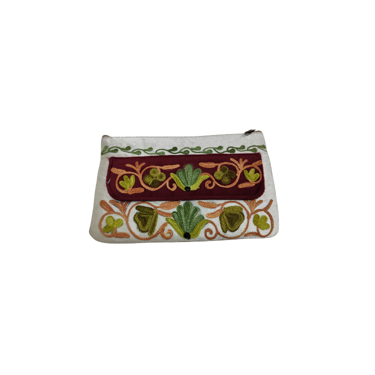 Double Flap Pouch With Aari Work