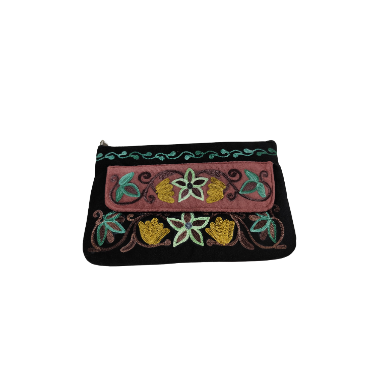 Double Flap Pouch With Aari Work