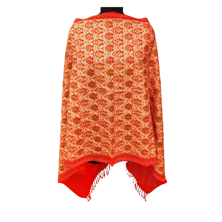 KASHMIRI WOMEN'S FINE WOOL NALKI EMBROIDERED STOLE 🔴