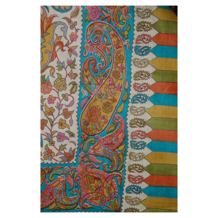 Pure Pashmina Kalamkari Shawl With Needle Work