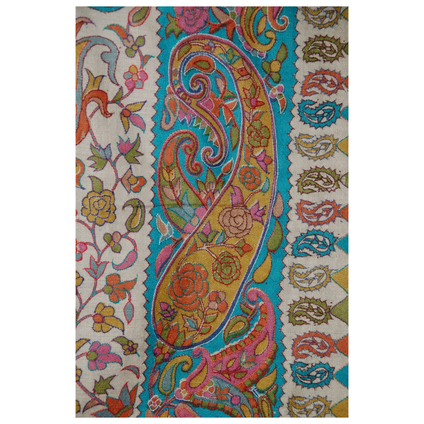 Pure Pashmina Kalamkari Shawl With Needle Work