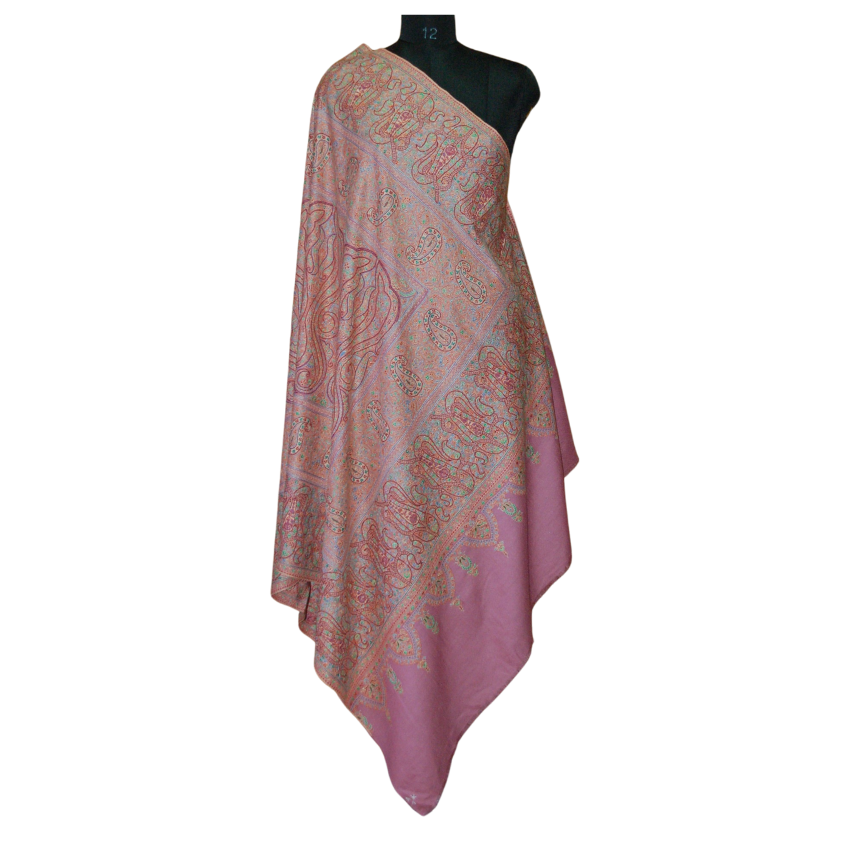 Pure Pashmina With Hand Work Pink Colour Shawl