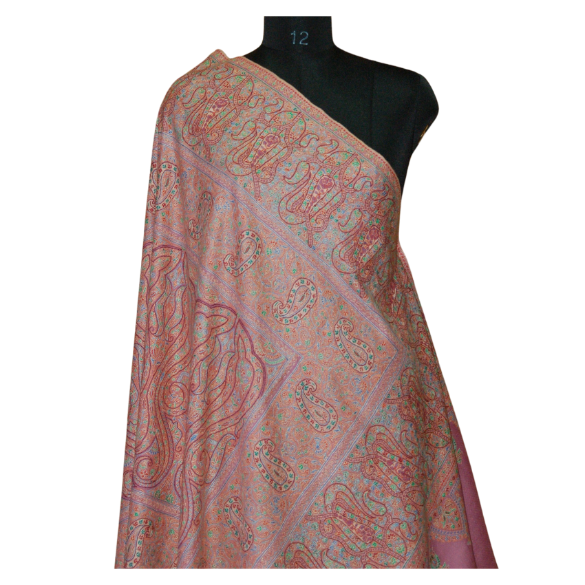 Pure Pashmina With Hand Work Pink Colour Shawl