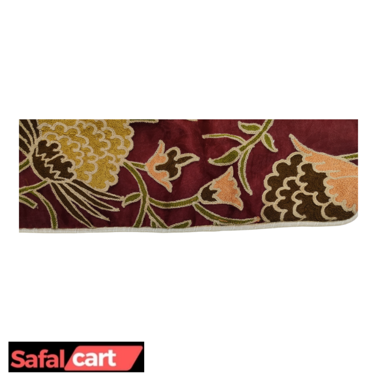 Organza Cushion Covers With Kashmiri Aari Work (Maroon Colour)