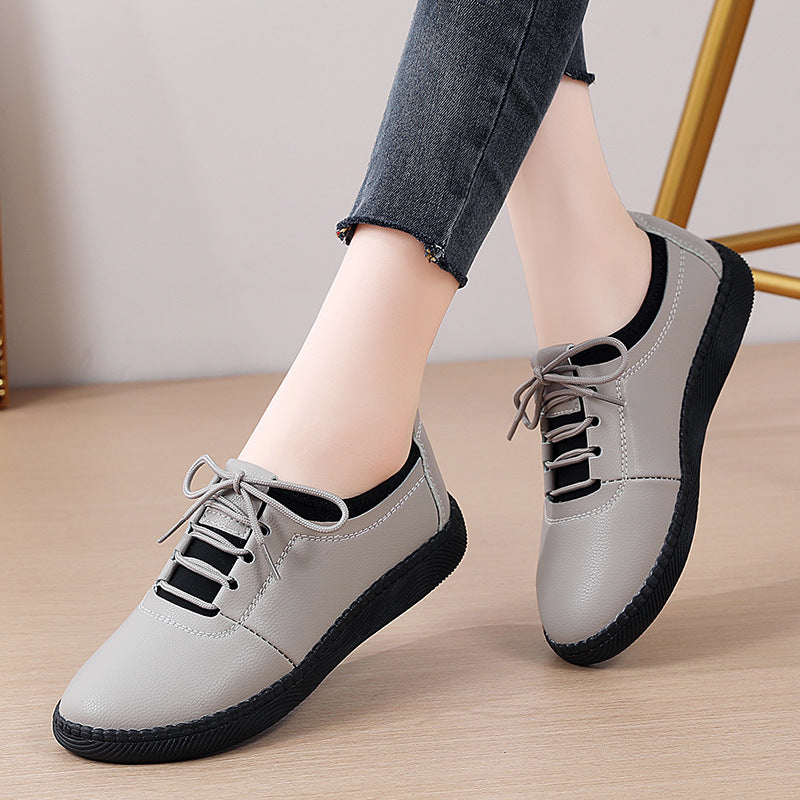 Spring And Autumn Flat Bottom Pumps Female Versatile Mom Middle-aged And Elderly Soft Bottom Soft Surface Leisure