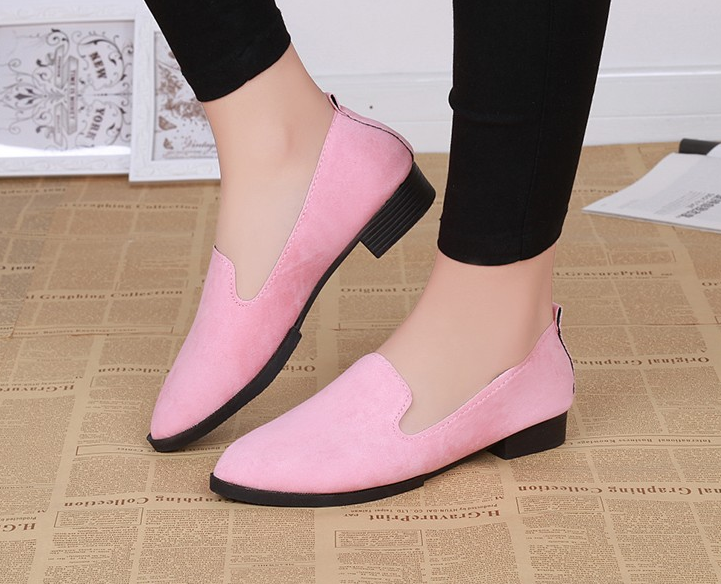 Suede round head single shoes low heel shallow mouth casual comfort single shoes