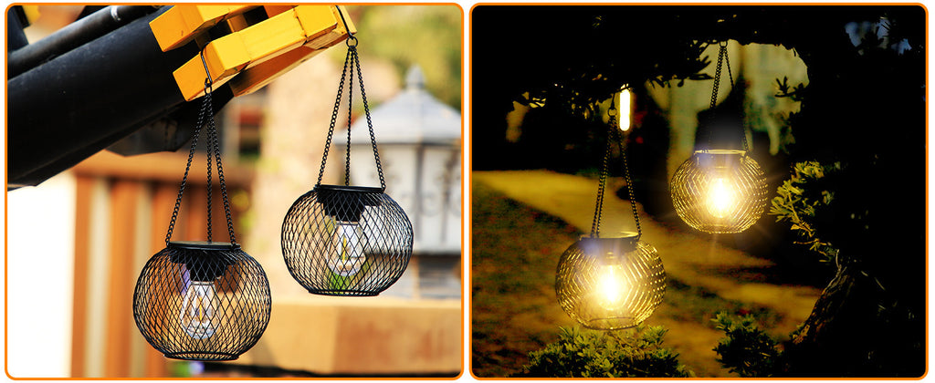 Fashion Simple Solar Garden Metal Hanging Lamp