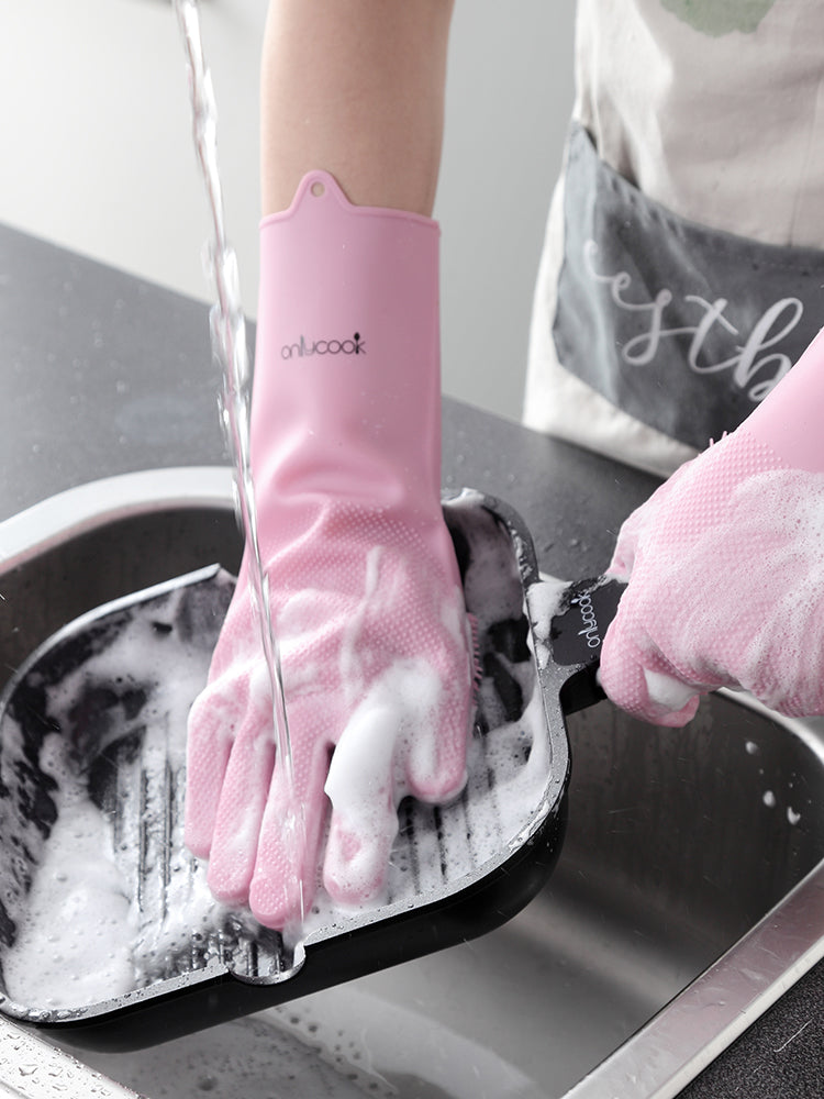 Thickened silicone dishwashing glove kitchen pot brush