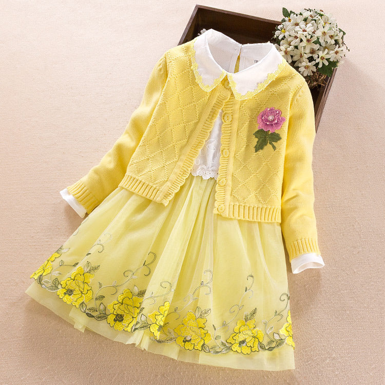 Girls' Dress Two-piece Spring Long-sleeved