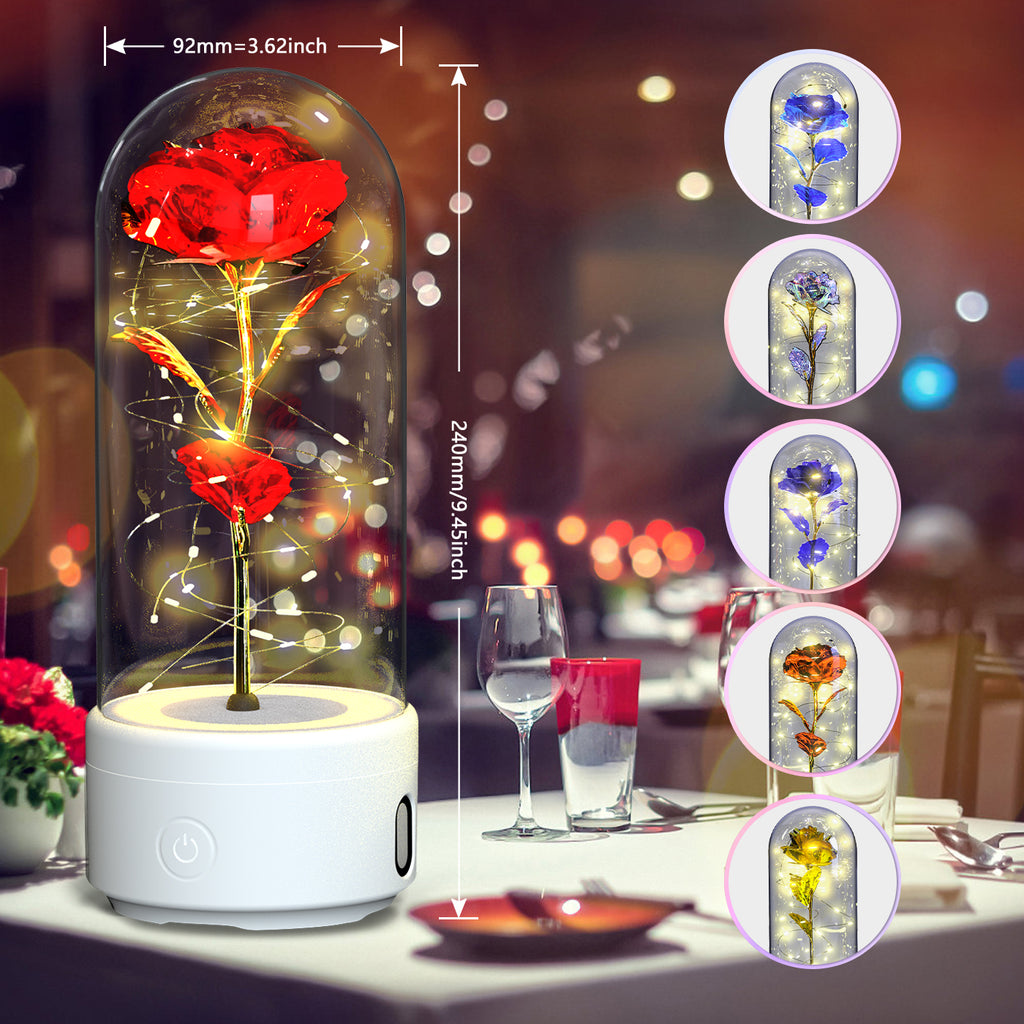 Creative 2 In 1 Rose Flowers LED Light with Bluetooth Speaker