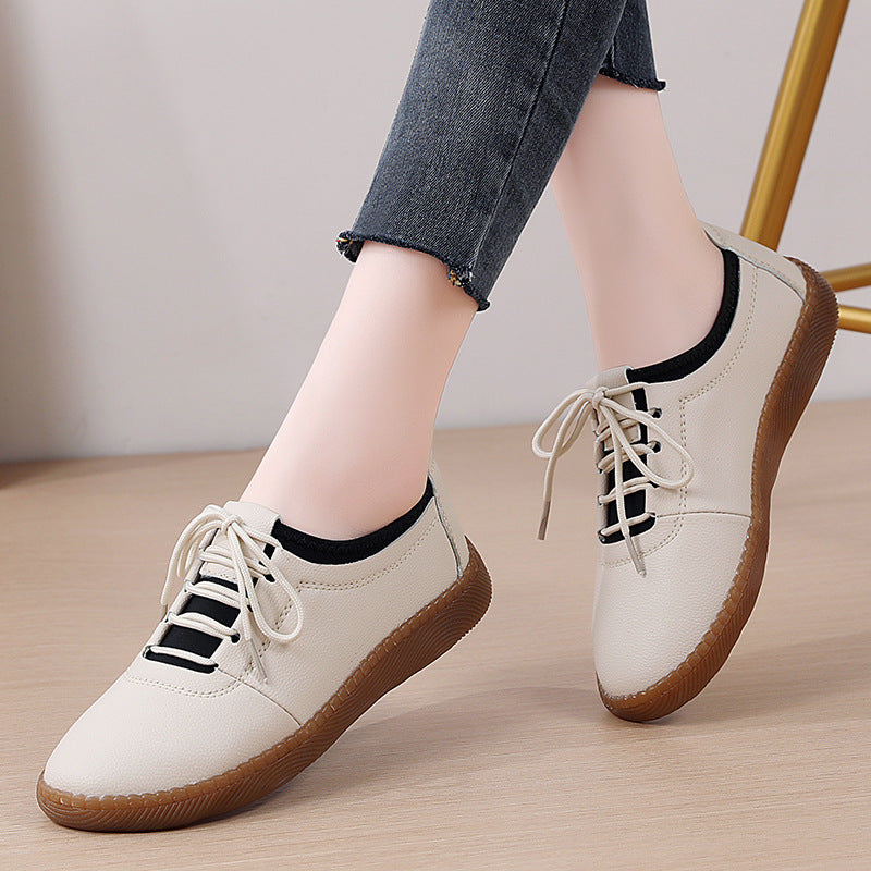 Spring And Autumn Flat Bottom Pumps Female Versatile Mom Middle-aged And Elderly Soft Bottom Soft Surface Leisure