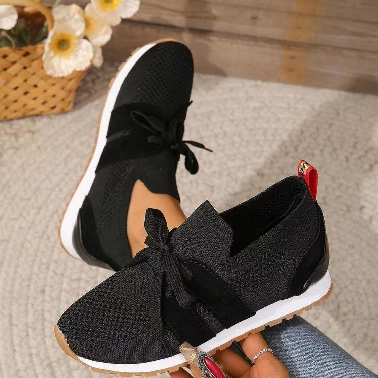 New Lace Up Mesh Flats Shoes For Women Breathable Casual Shoes