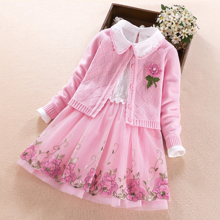 Girls' Dress Two-piece Spring Long-sleeved