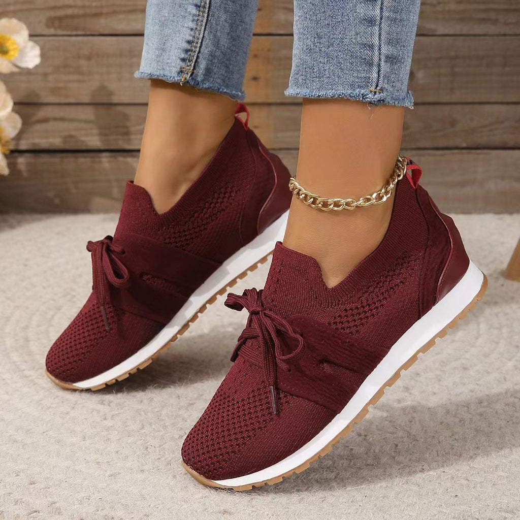 New Lace Up Mesh Flats Shoes For Women Breathable Casual Shoes