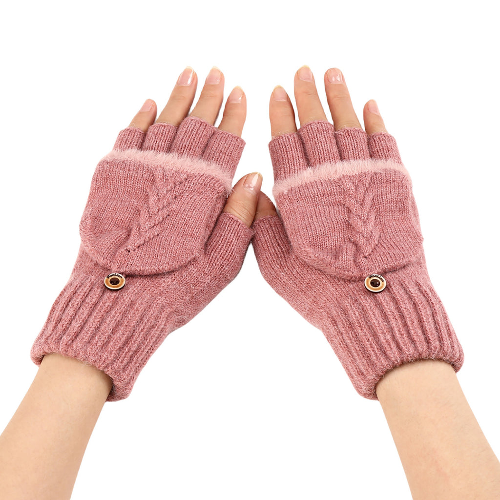 Wool Fingerless Gloves Women's Warm Fashionable Knitted Half Finger Oversleeves