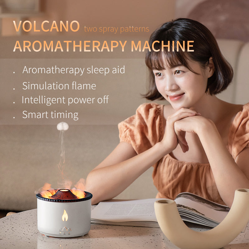 Jellyfish Flame And Blue Volcano Humidifier Air Diffuser Wholesale Portable Flame Oil Essential Aroma Mini Volcanic Diffuser With Remote Control