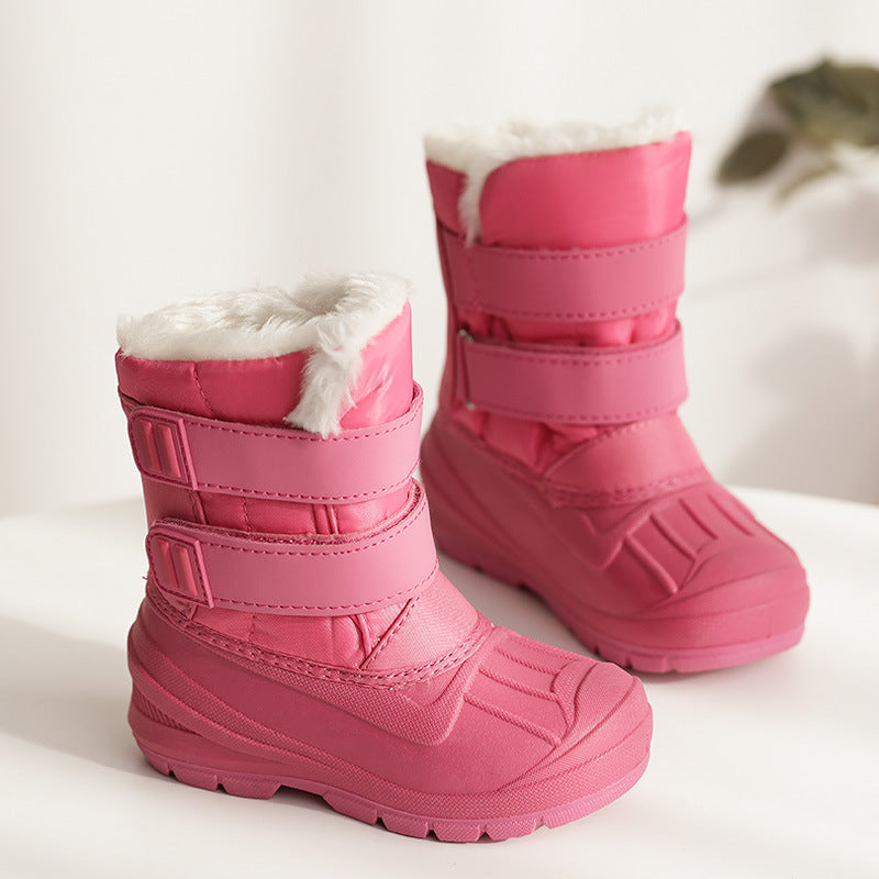 Children's Thick Warm Cotton Shoes In Tube Waterproof Snow Boots