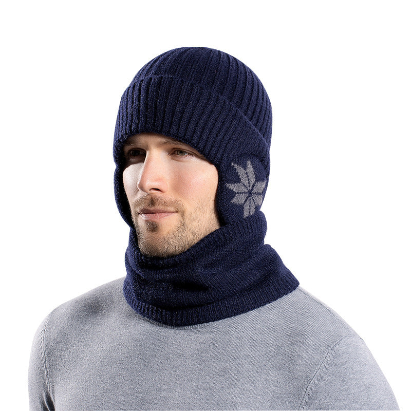 Winter Earflaps Slipover Knitted Woolen Cap Scarf