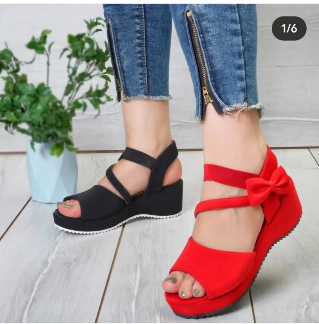 Plus Size Suede Wedge Peep Toe Sandals For Women