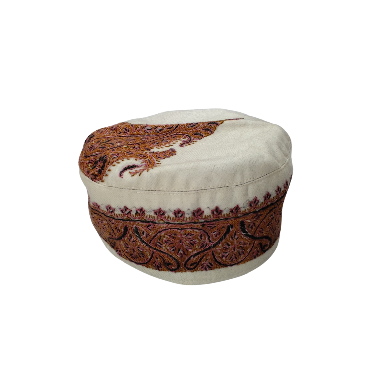 Pure Kashmiri Pashmina Cap With  Needle Work