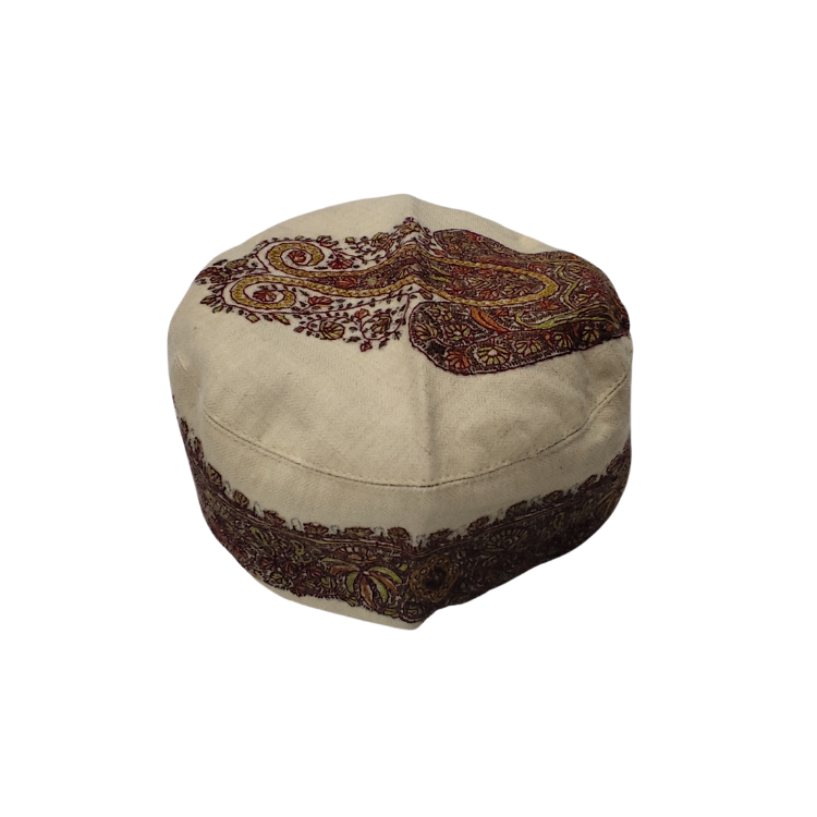 Pure Kashmiri Pashmina Cap With  Needle Work