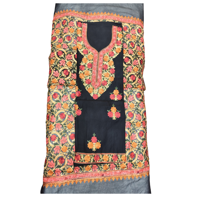 Womens Reyan Cotton Kashmiri Embroidery Salwar Suit Material (Unstiched)