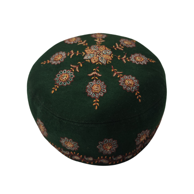 Green Colour Kashmiri Sozni Cap