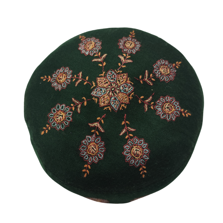 Green Colour Kashmiri Sozni Cap