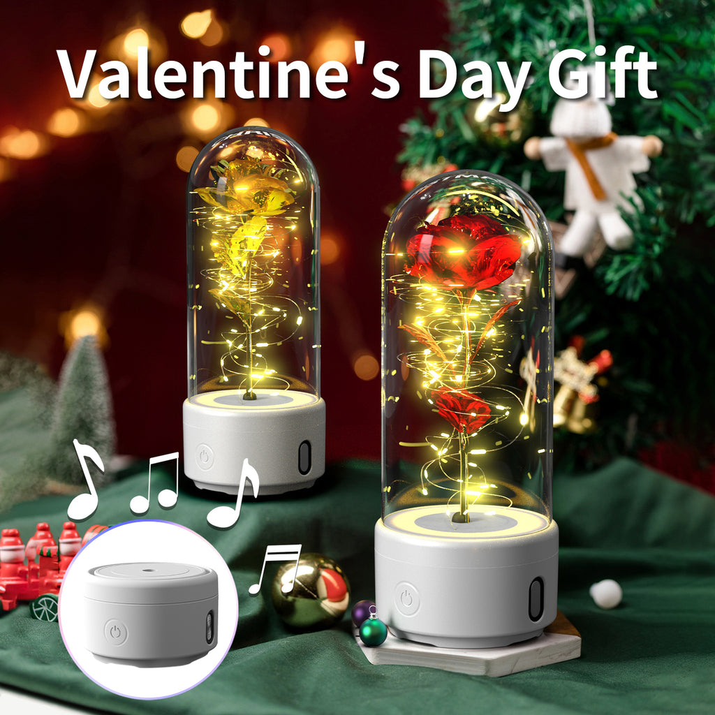 Creative 2 In 1 Rose Flowers LED Light with Bluetooth Speaker