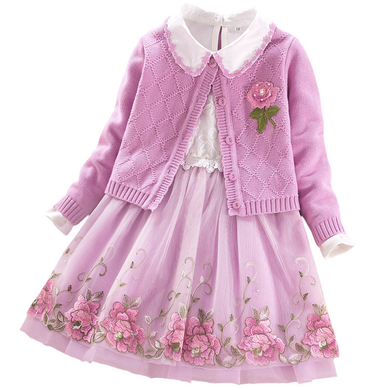 Girls' Dress Two-piece Spring Long-sleeved