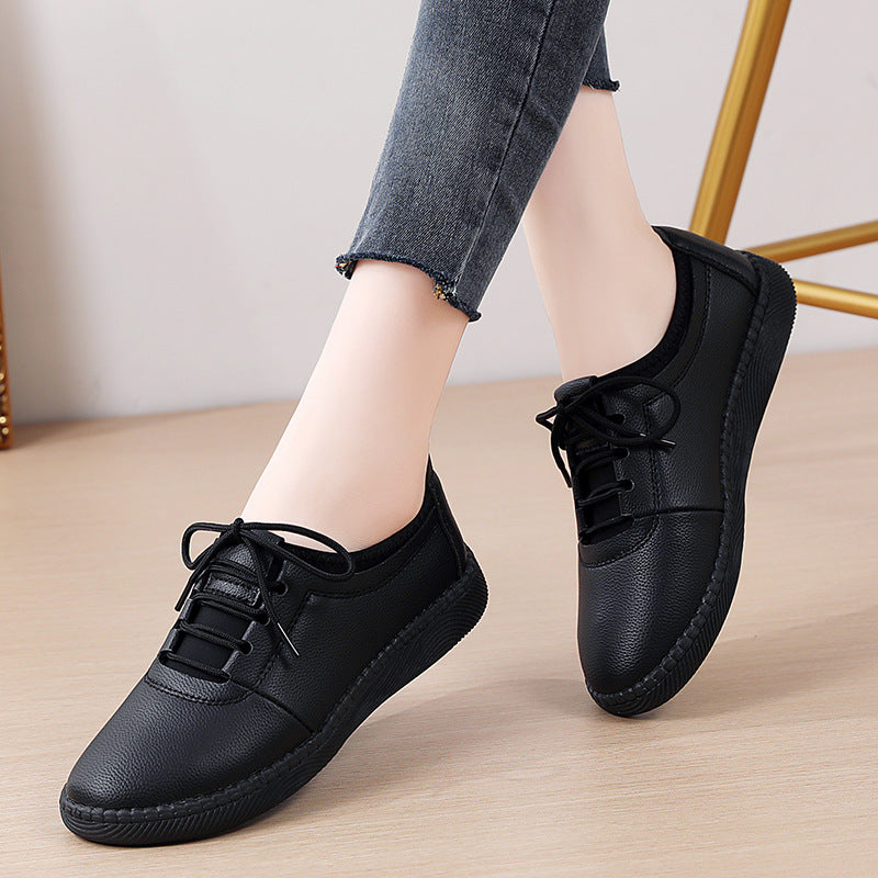 Spring And Autumn Flat Bottom Pumps Female Versatile Mom Middle-aged And Elderly Soft Bottom Soft Surface Leisure