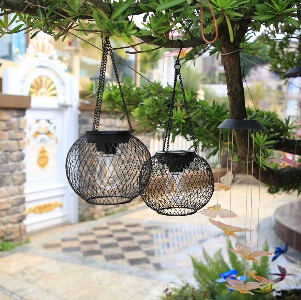 Fashion Simple Solar Garden Metal Hanging Lamp