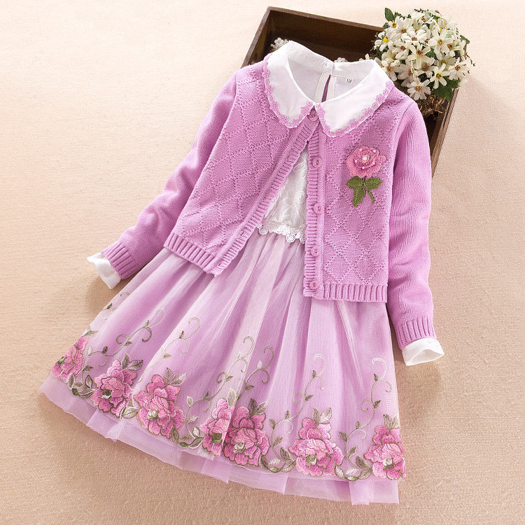 Girls' Dress Two-piece Spring Long-sleeved