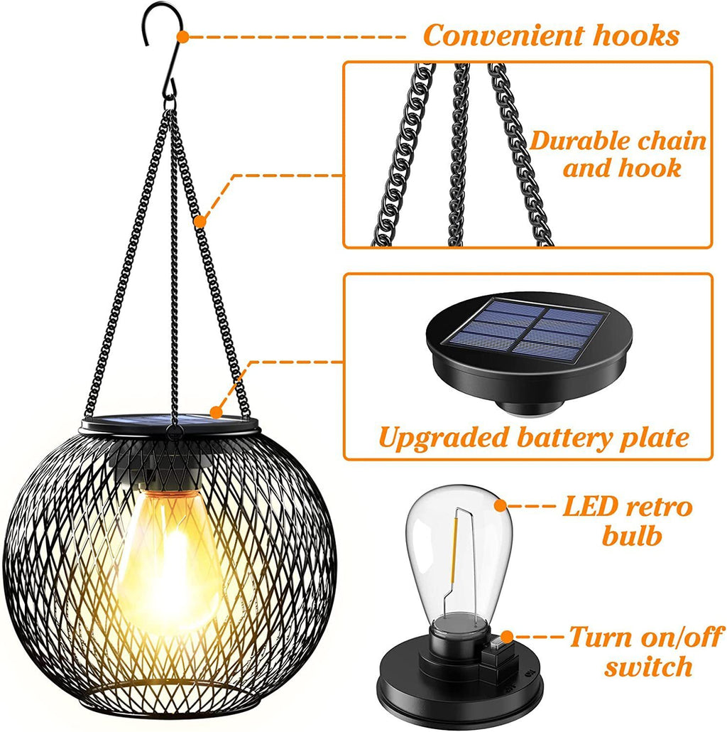 Fashion Simple Solar Garden Metal Hanging Lamp