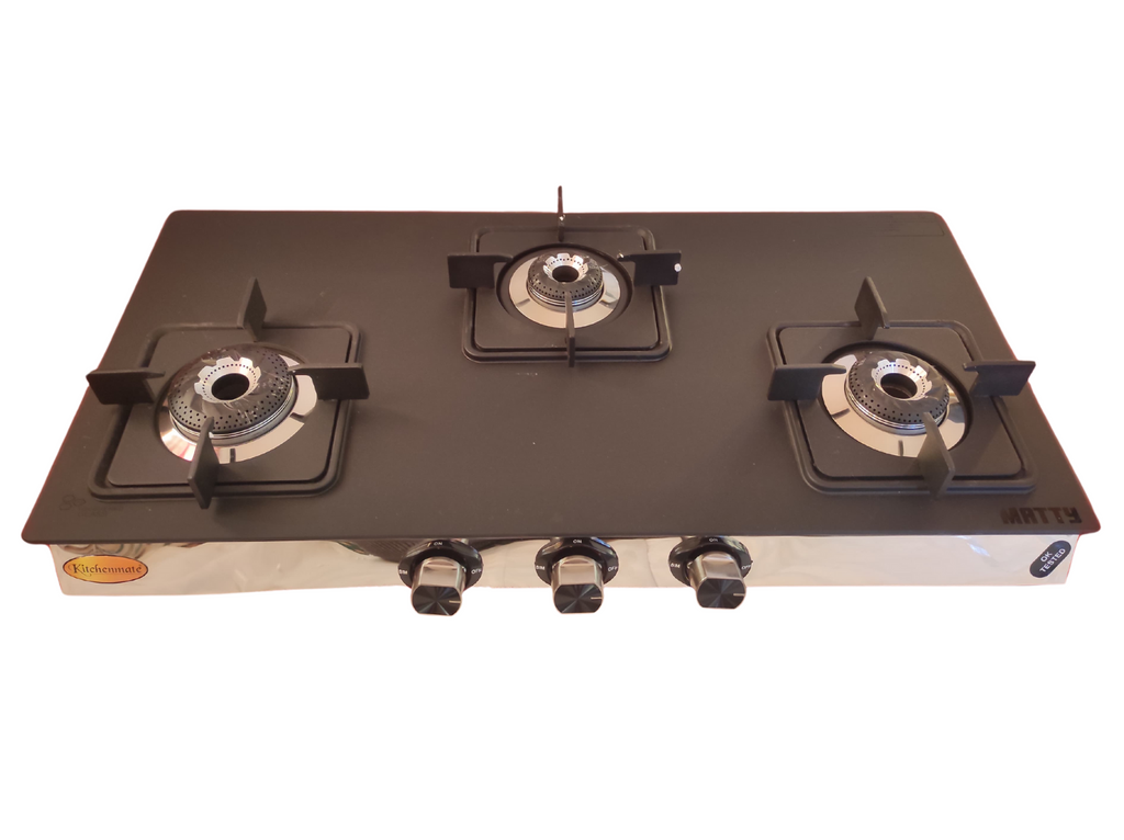 Safal Kitchenmate Toughened Glass, Steel Manual Gas Stove  (3 Burners)