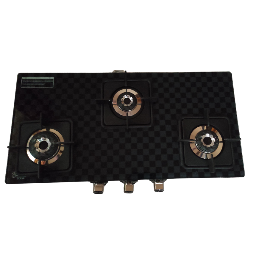 Black Square Box Kitchenmate Toughened Glass, Steel Manual Gas Stove  (3 Burners)