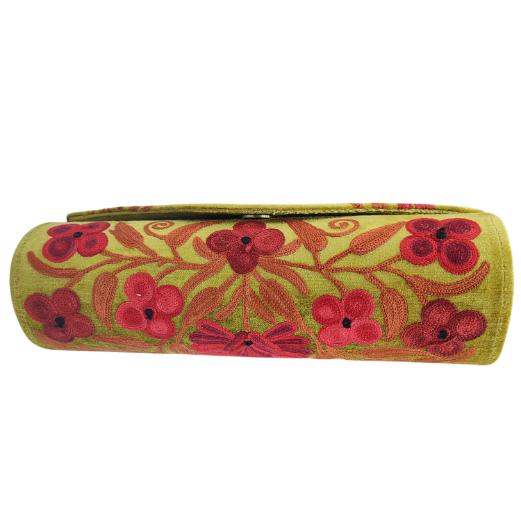 Kashmiri Aari Work Cylindrical Pouch