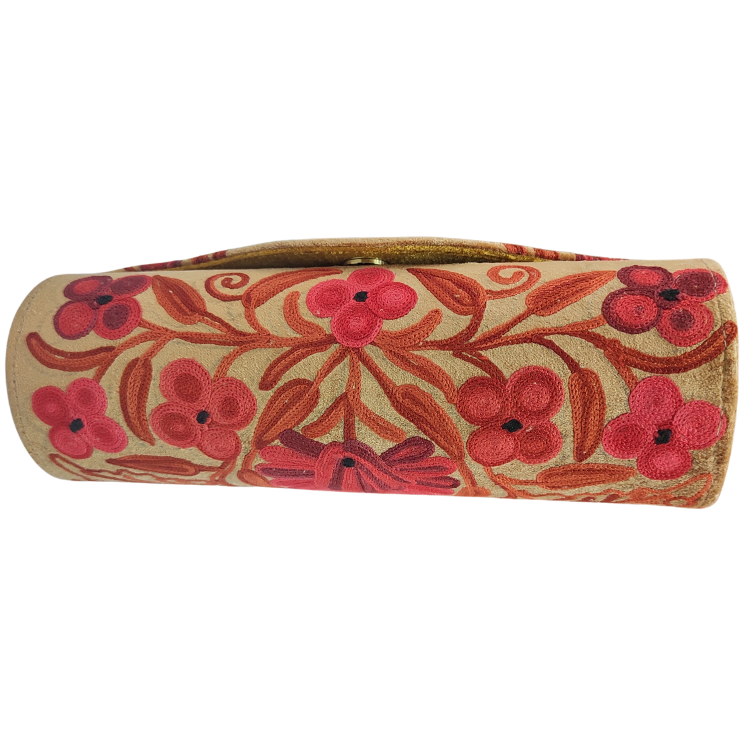 Kashmiri Aari Work Cylindrical Pouch