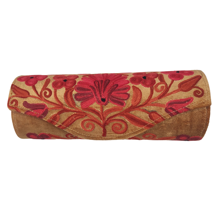 Kashmiri Aari Work Cylindrical Pouch