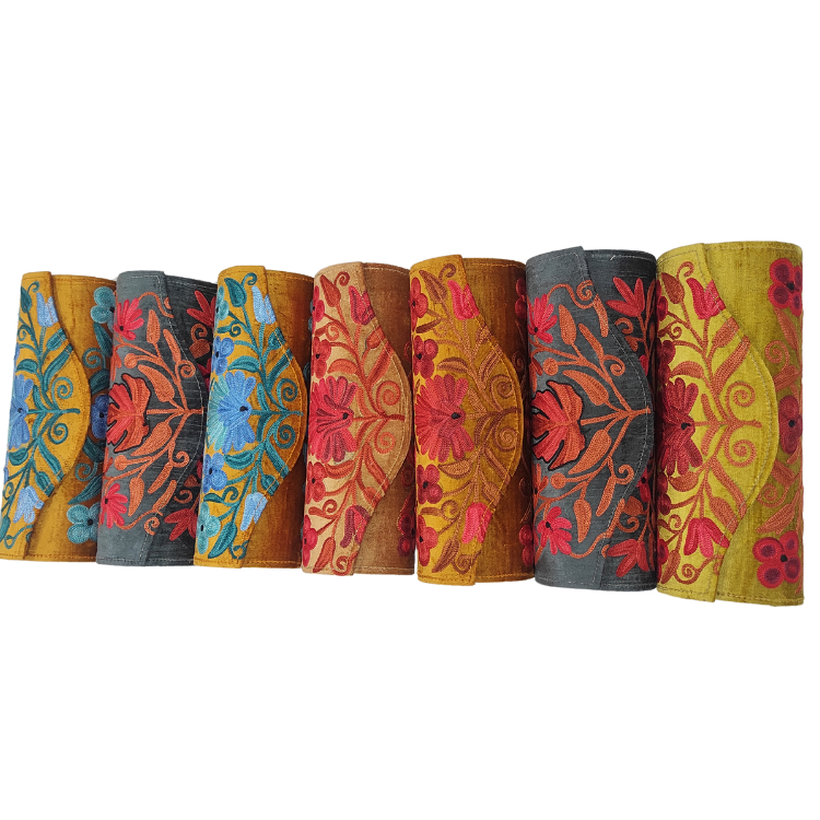 Kashmiri Aari Work Cylindrical Pouch