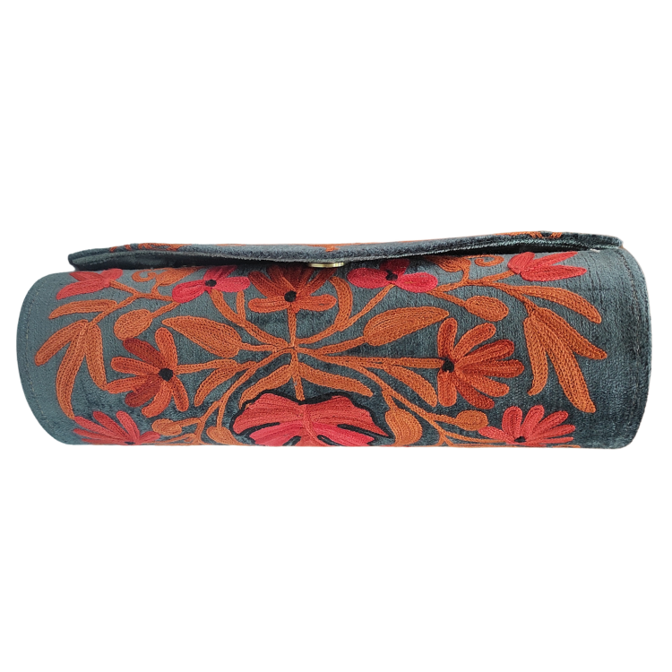 Kashmiri Aari Work Cylindrical Pouch